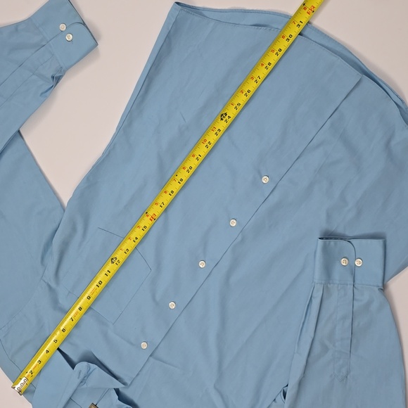 Van Heusen Fitted Wrinkle Free, Long Sleeve Blue Medium Size 15 1/2 34/35 - Picture 10 of 14